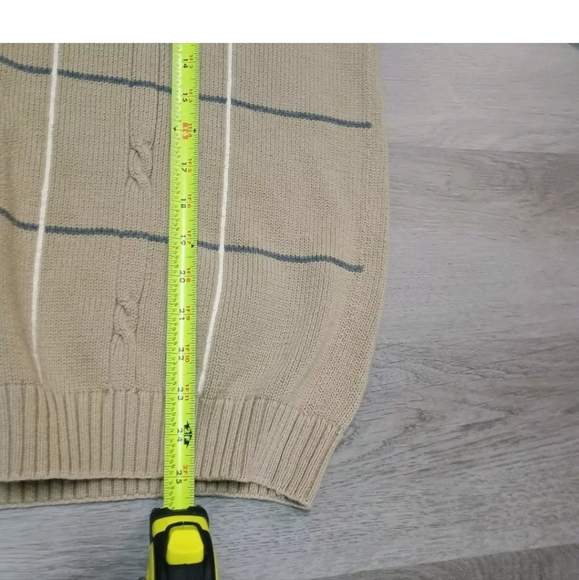 Bill Blass Vintage Cotton Striped Cable Knit Sweater Tan Unisex Size XL - Picture 5 of 6